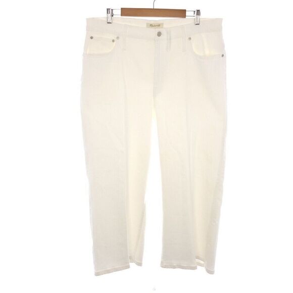 Madewell Denim - Madewell Wide Leg Crop Solid White Jeans Womens Size 34
